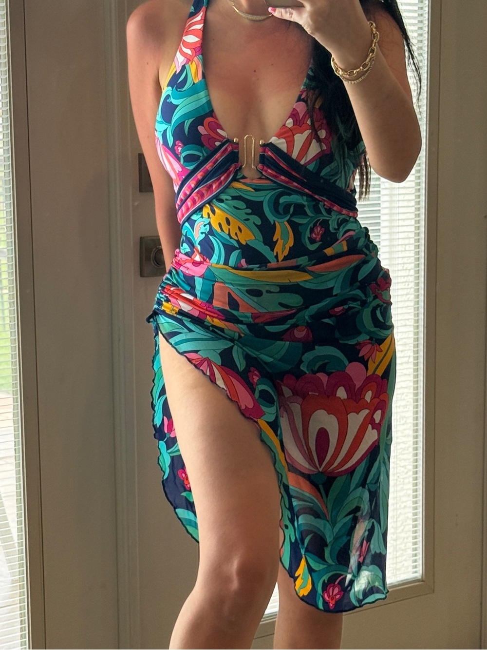 Trina Turk India Garden Vibrant Floral 3-Piece Swim Set - Picture 3 of 6